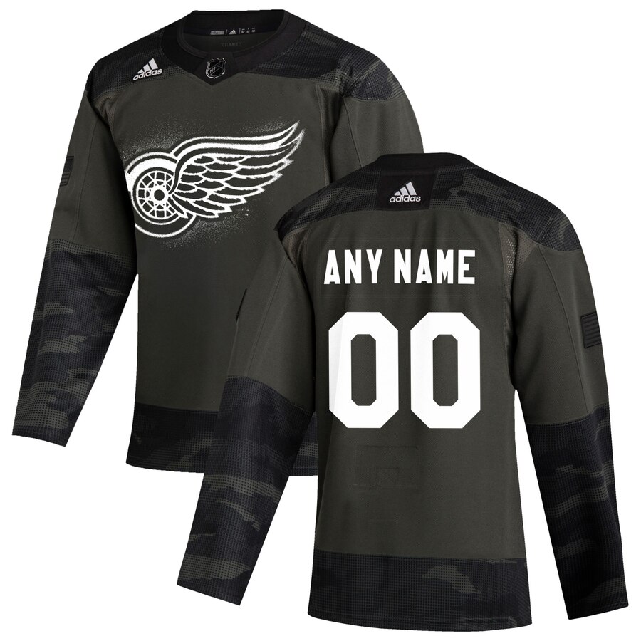 Cheap Detroit Red Wings Adidas 2019 Veterans Day Authentic Custom Practice NHL Jersey Camo